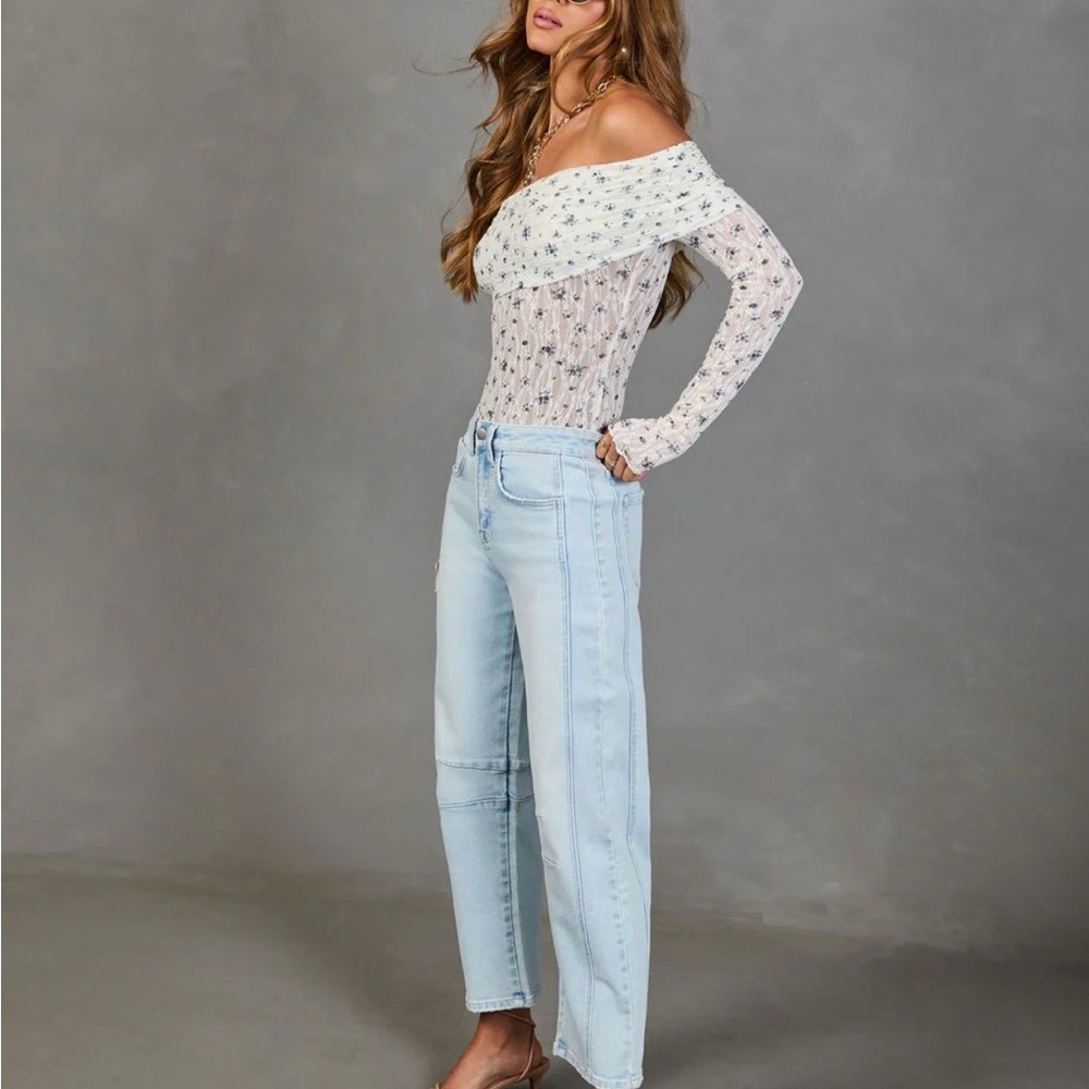 High Rise Barrel Light Blue Women's Jeans - Picture 3 of 5